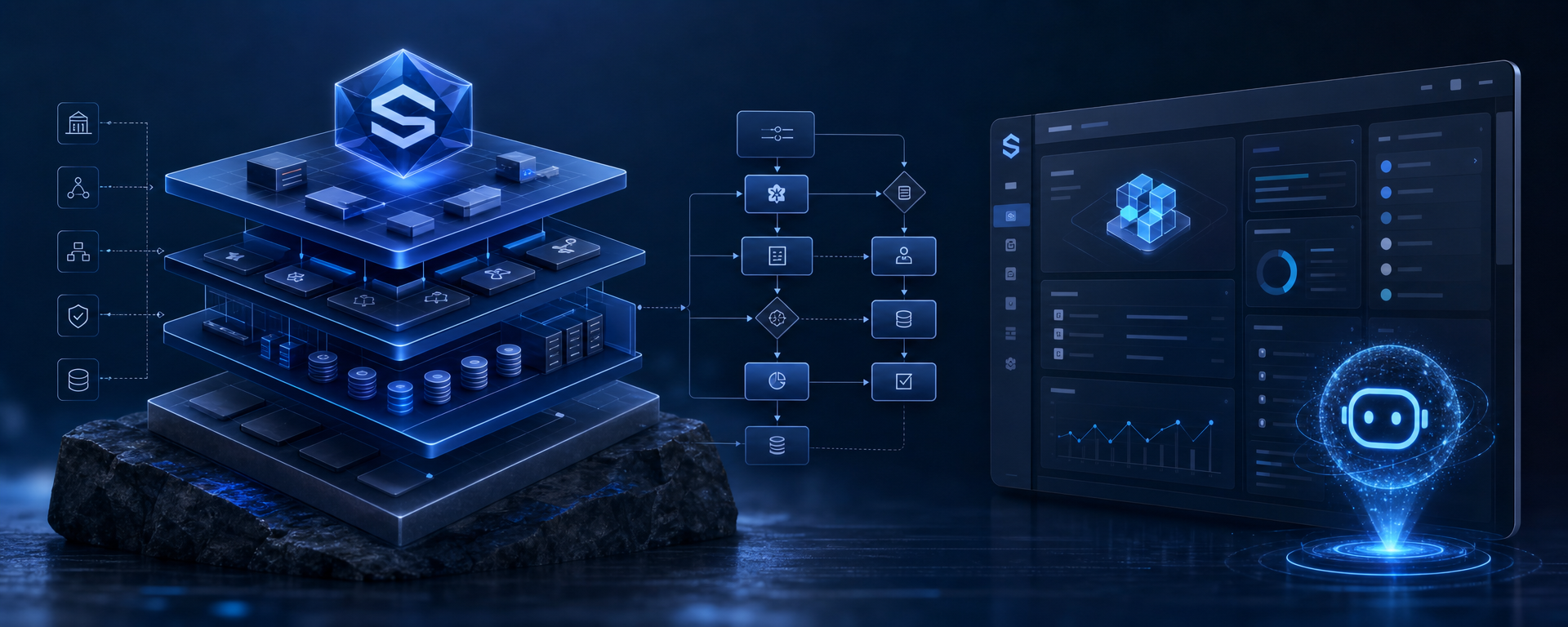 Баннер о том, как Sapphire I.C.D.S. объединяет архитектуру, рабочие процессы и ИИ